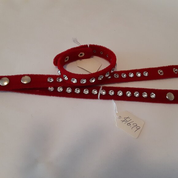 NEW Burgundy Wine Velvet Crystal Rhinestone Bracelet Funk Plus - Picture 12 of 15